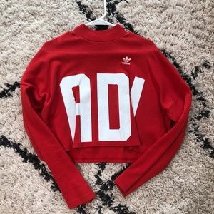 ADIDAS RED CROP CREW NECK